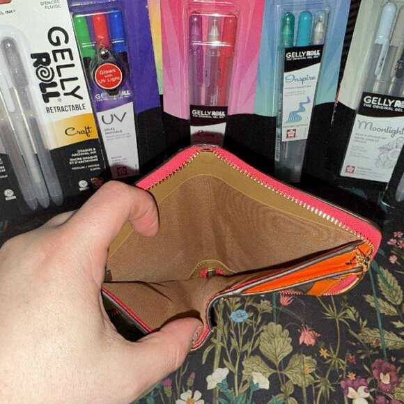 Coach Medium ID Zip Wallet w/colorblock interior C5895 NEON! - Picture 7 of 11